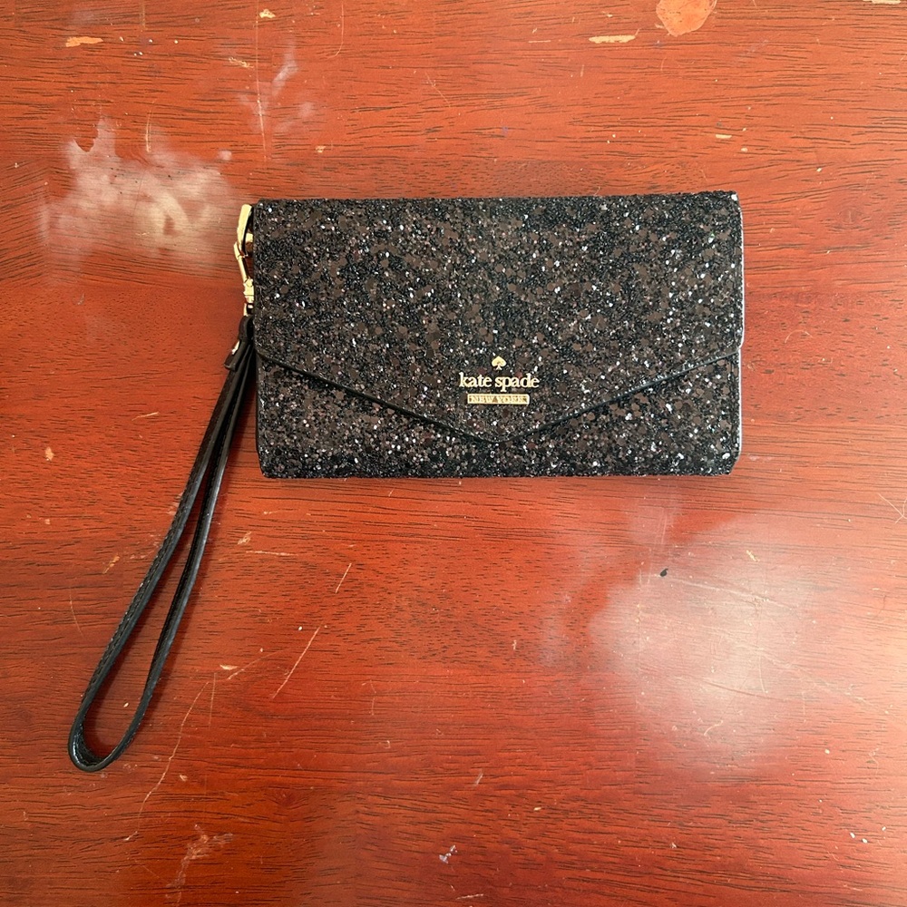 Kate Spade Black Sparkle Wristlet